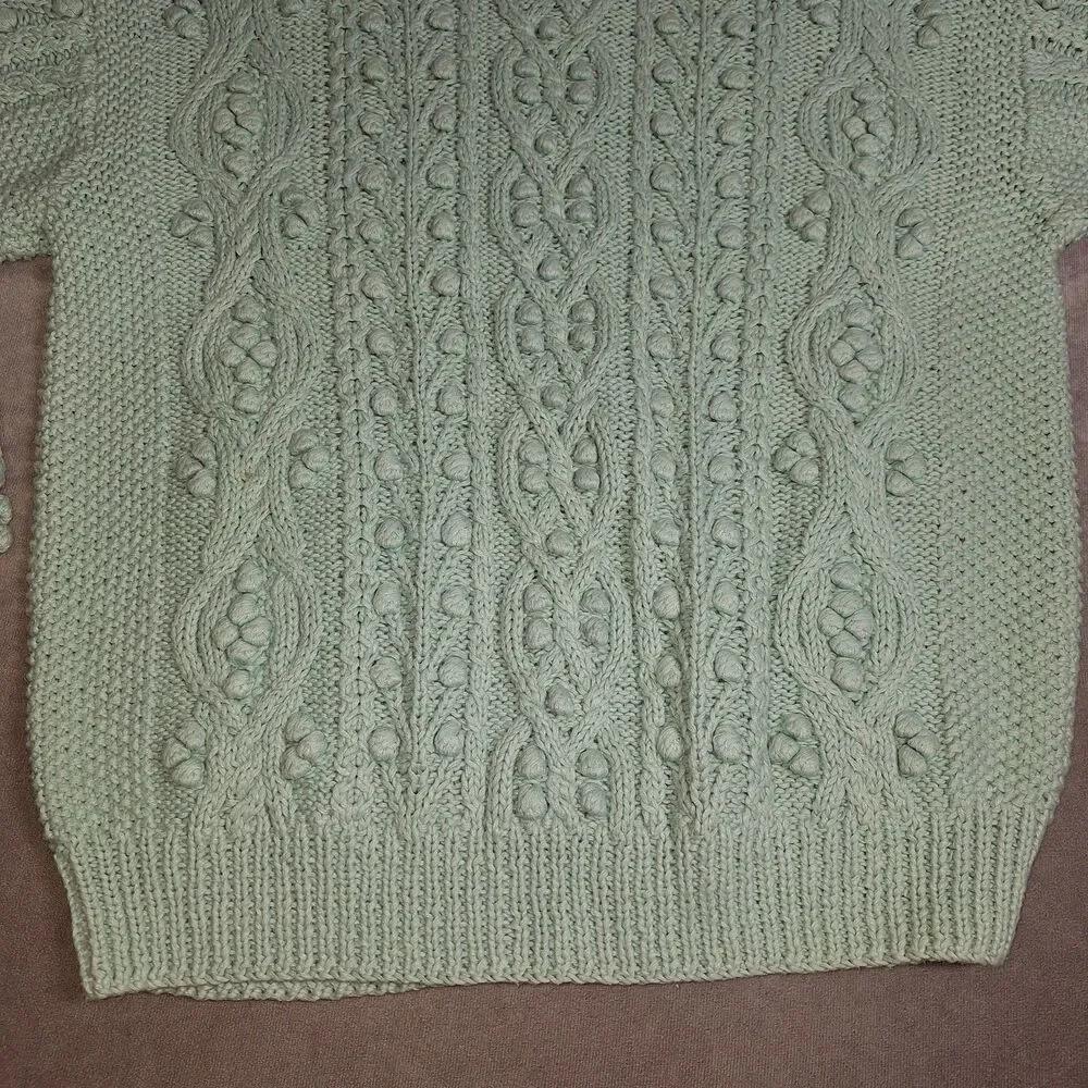 Vintage Worthington Large Blue Sweater Chunky Knit Cottagecore Shoulder Pads